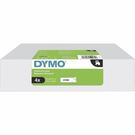 Dymo Label Tape, f/DYMO Labelmakers, 1/2inx23ft , Black/White, 4PK DYM2150471
